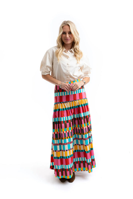 Drop waist multi color skirt