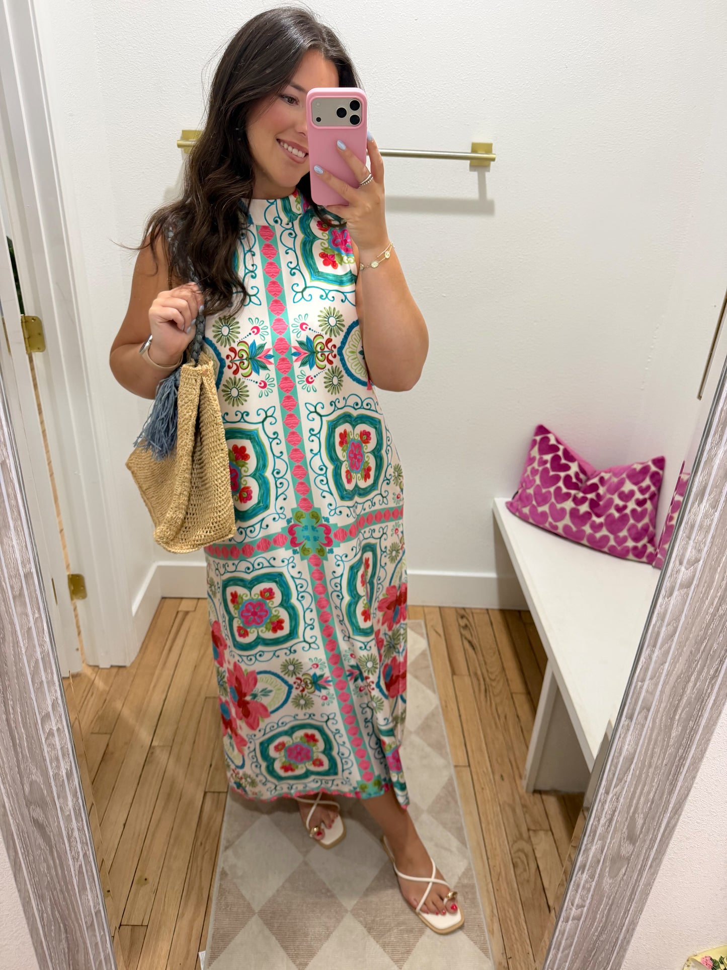 satin beachy printed maxi dress