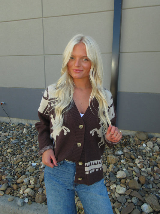 Western horse Cardi