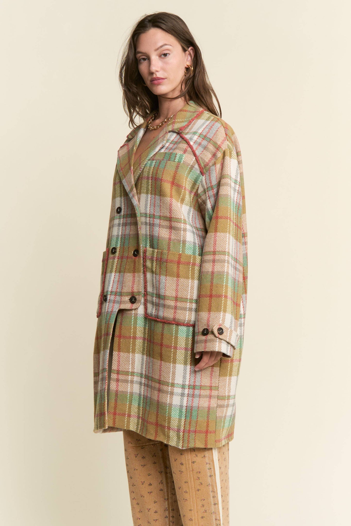 MUTLICOLOR PLAID COAT