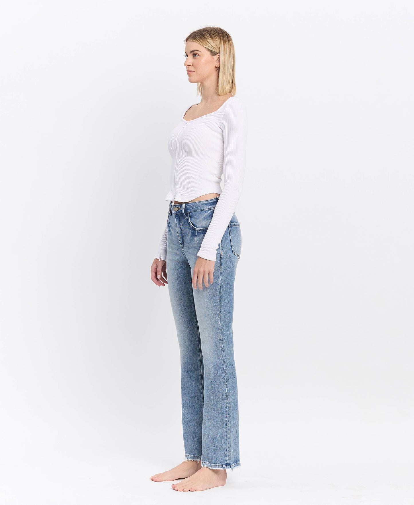 HIGH RISE FULL LENGTH BOOTCUT JEANS  Glamour