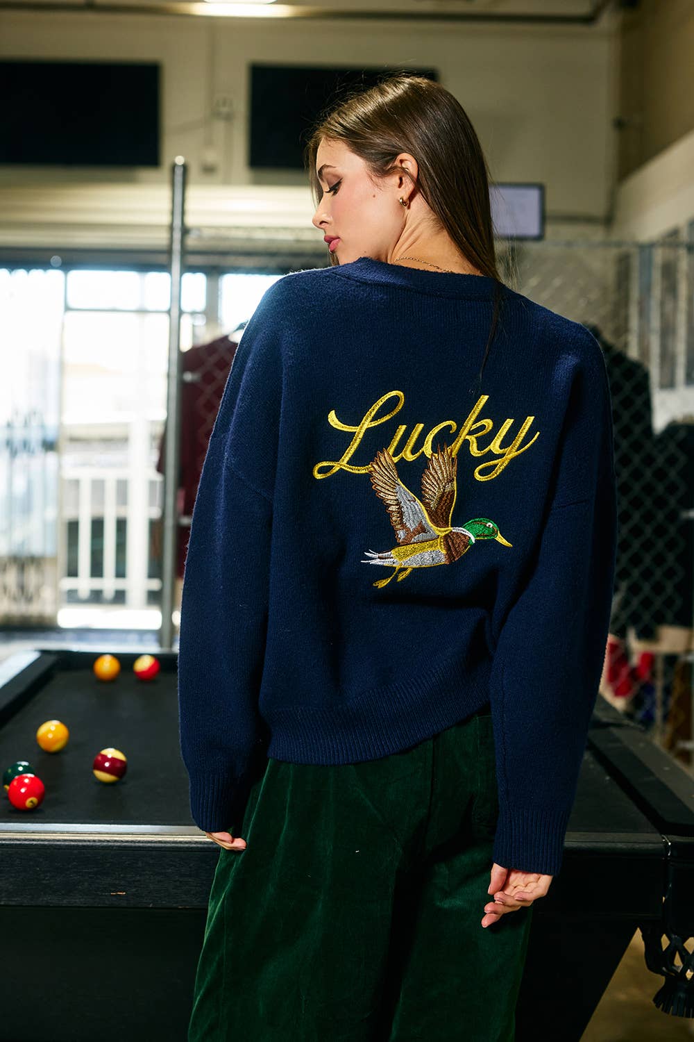 Lucky Duck V-Neck Cardigan