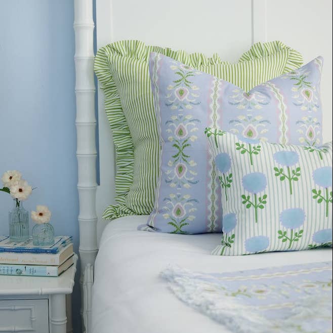 Ticking Stripe Green Decorative Pillow