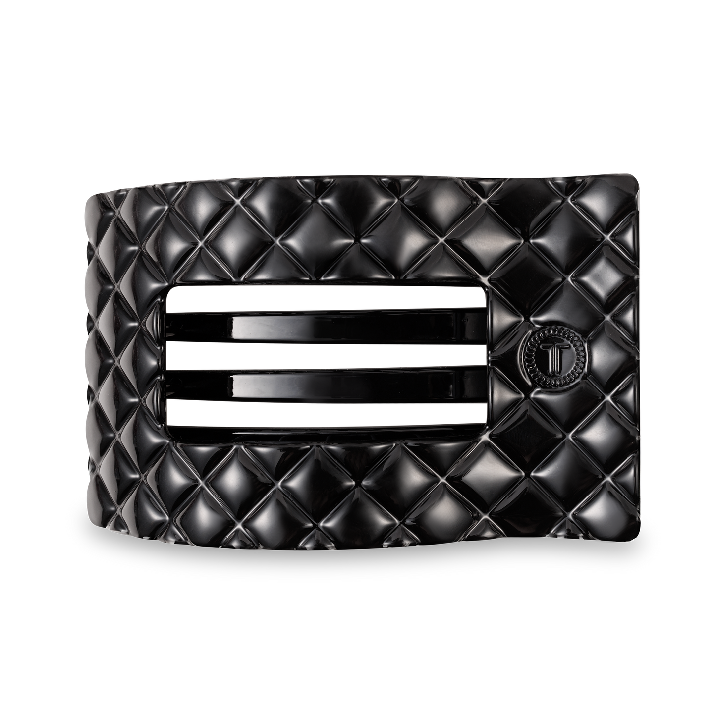 Flat Rectangle Hair Clip | Large | Jet Black Quilted