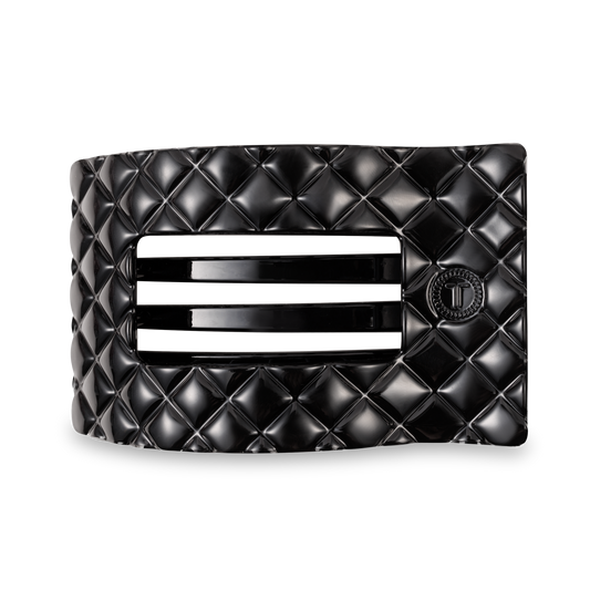 Flat Rectangle Hair Clip | Large | Jet Black Quilted