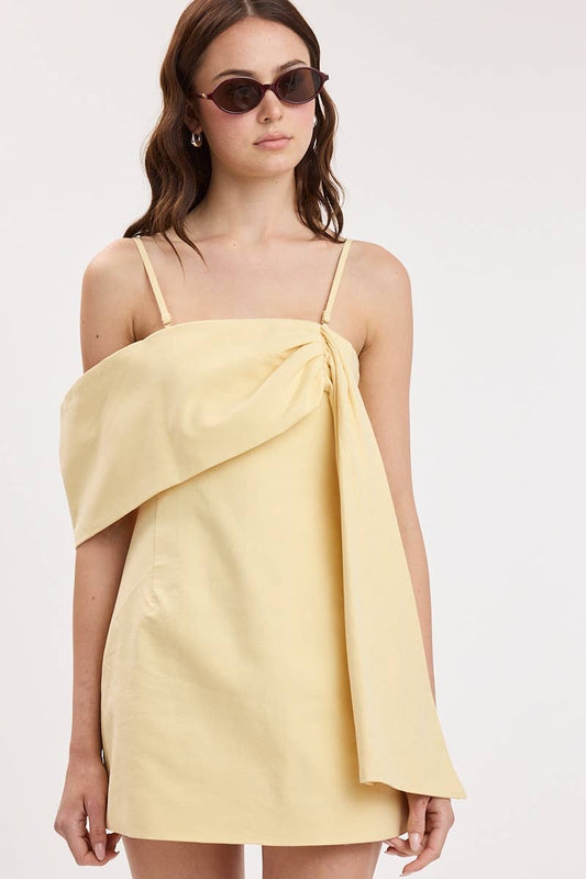 SOFT COLOR ONE-SIDE LOOP & DRAPE MINI DRESS