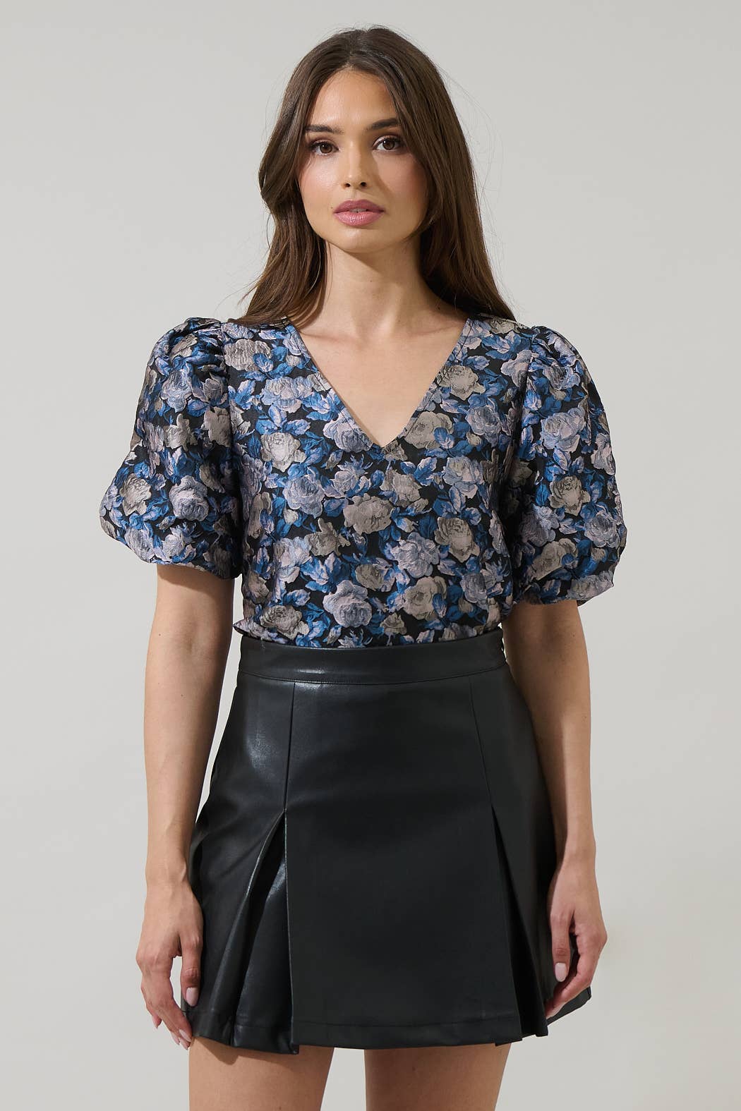 Deanny Jacquard Calise Bubble Sleeve Top