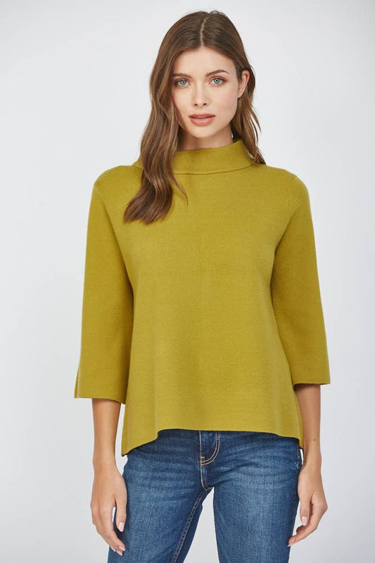 MOCK NECK PULL OVER SWEATER - Citron