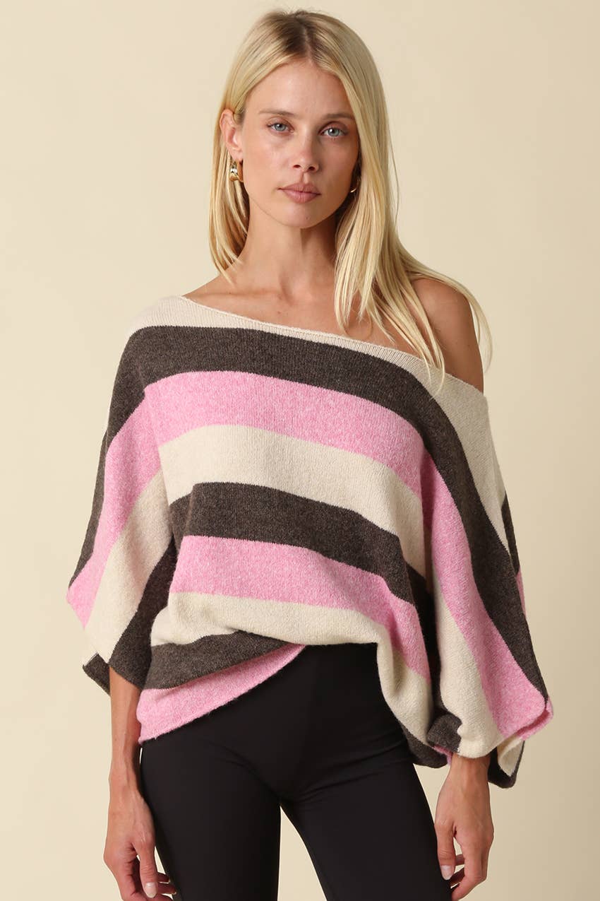 Katie Stripe Dolman Knit Top