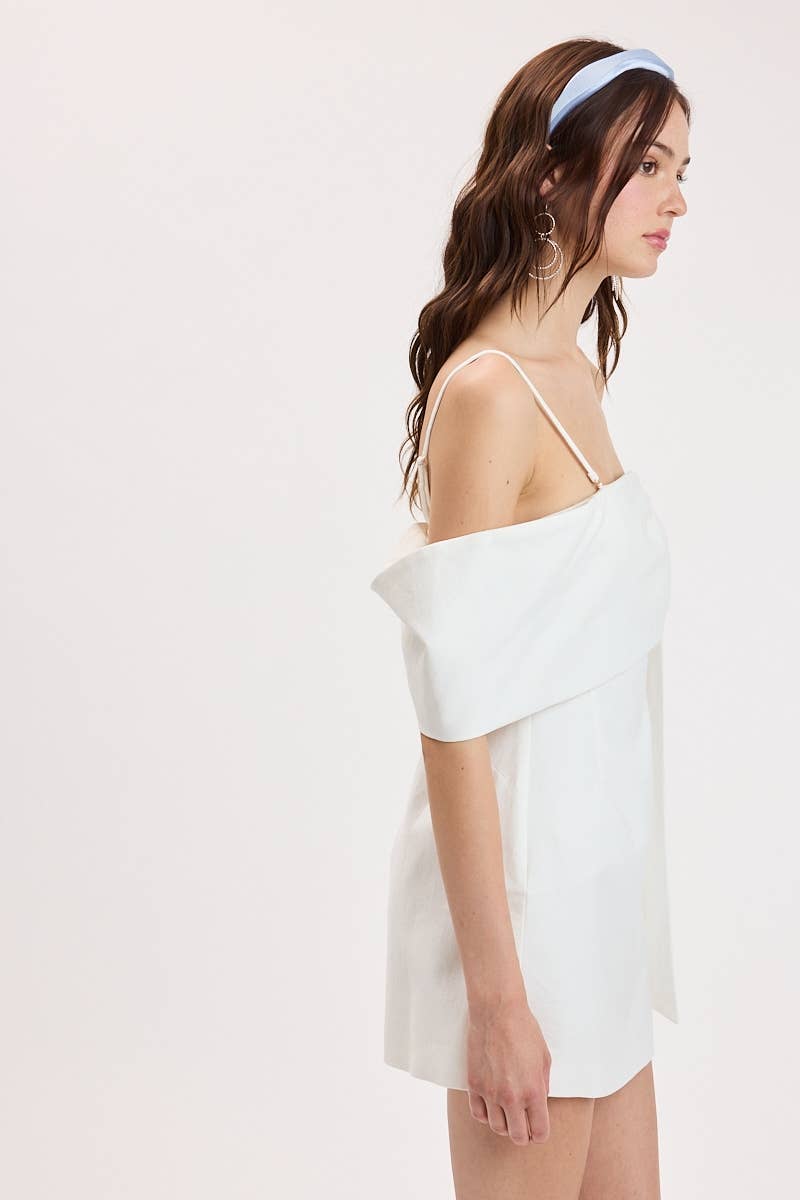 SOFT COLOR ONE-SIDE LOOP & DRAPE MINI DRESS