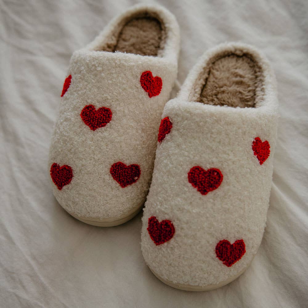 Hearts ALL OVER Valentine's Day Patterned Slippers