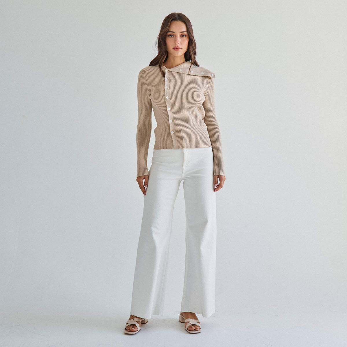 Asymmetrical button sweater
