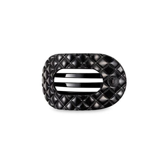 Flat Round Hair Clip | Small | Jet Black Quilted