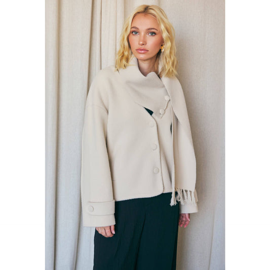 SCARF V-NECK DOUBLE-SIDED COAT (2 colors)