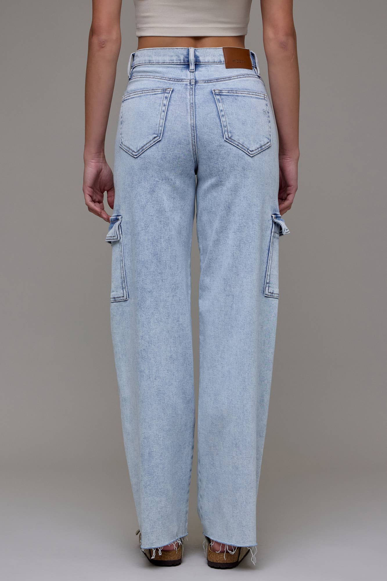 Light Wash Stretch Cargo Dad Jean