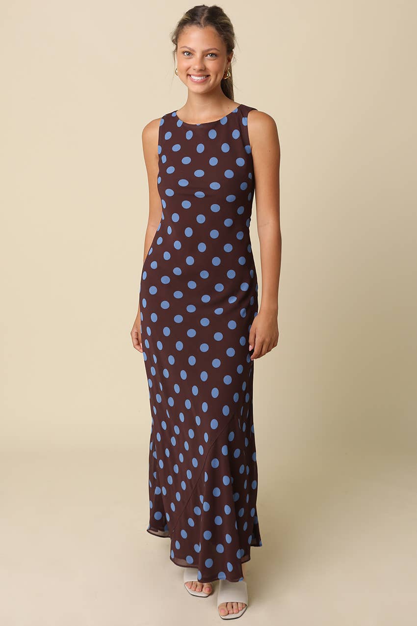 Miley Polka Dot Sleeveless Maxi Dress