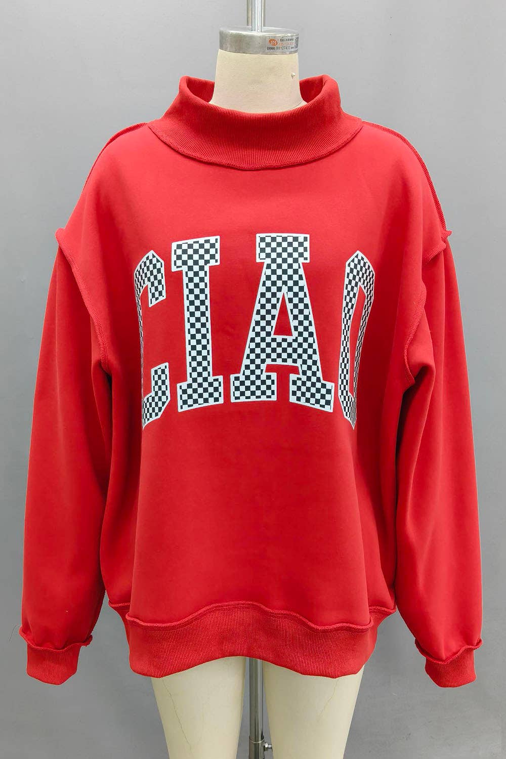 CIAO Print Reversible Mock Neck Sweatshirt