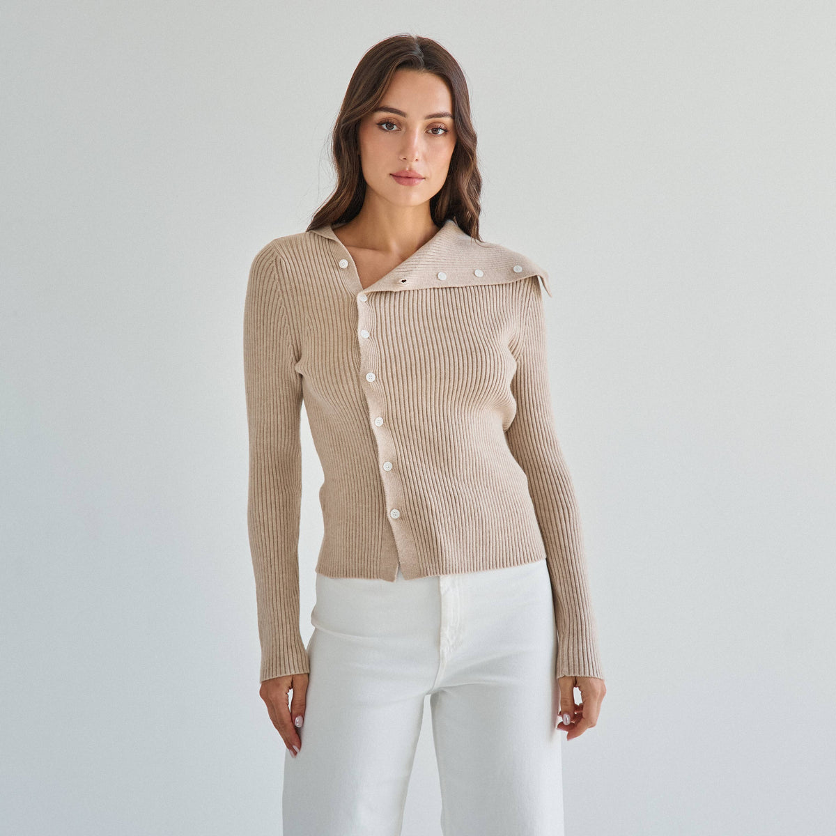 Asymmetrical button sweater