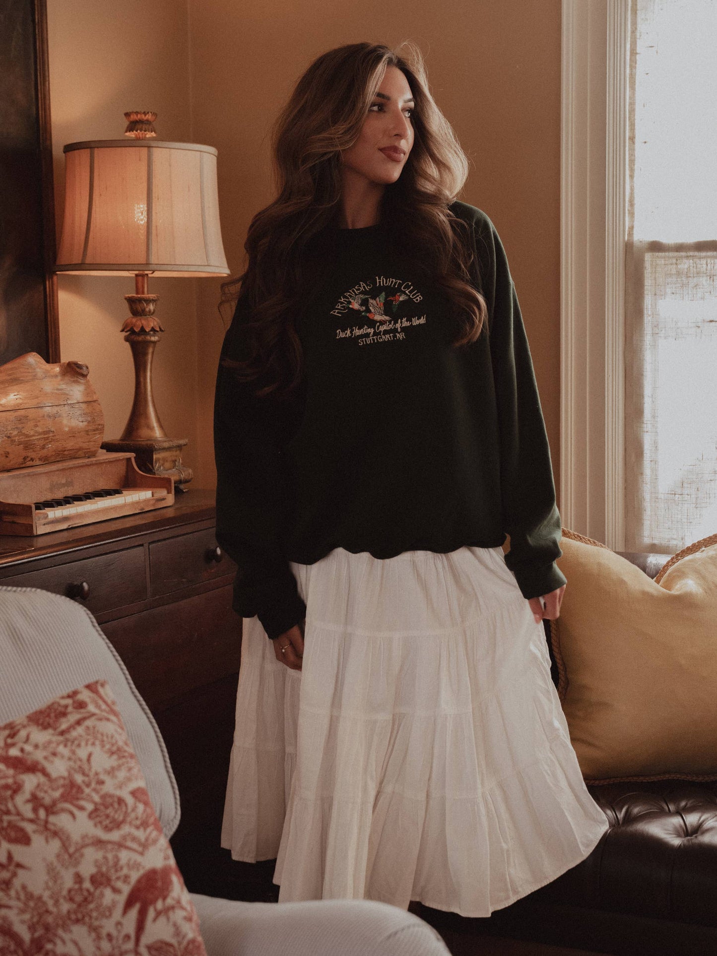 Arkansas Hunt Club Forest Green Emb. Thrifted Sweatshirt