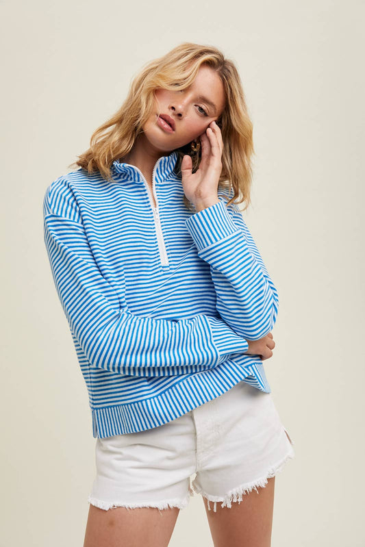 STRIPED HALF-ZIP PULLOVER (multiple colors)