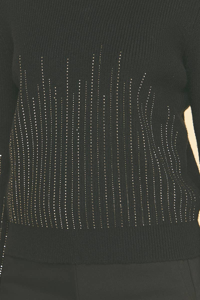 RHINESTONE EMBROIDERED SWEATER