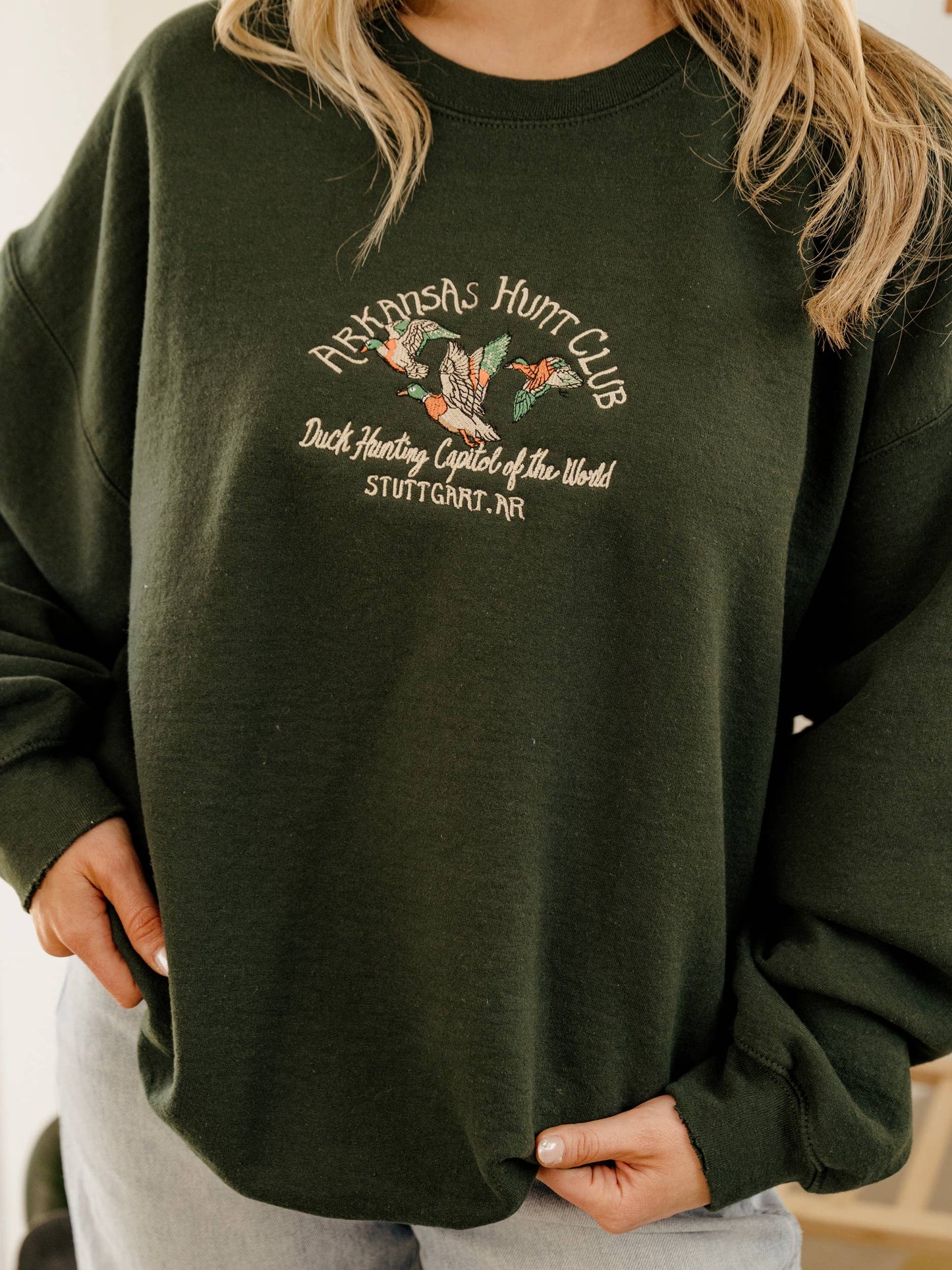 Arkansas Hunt Club Forest Green Emb. Thrifted Sweatshirt
