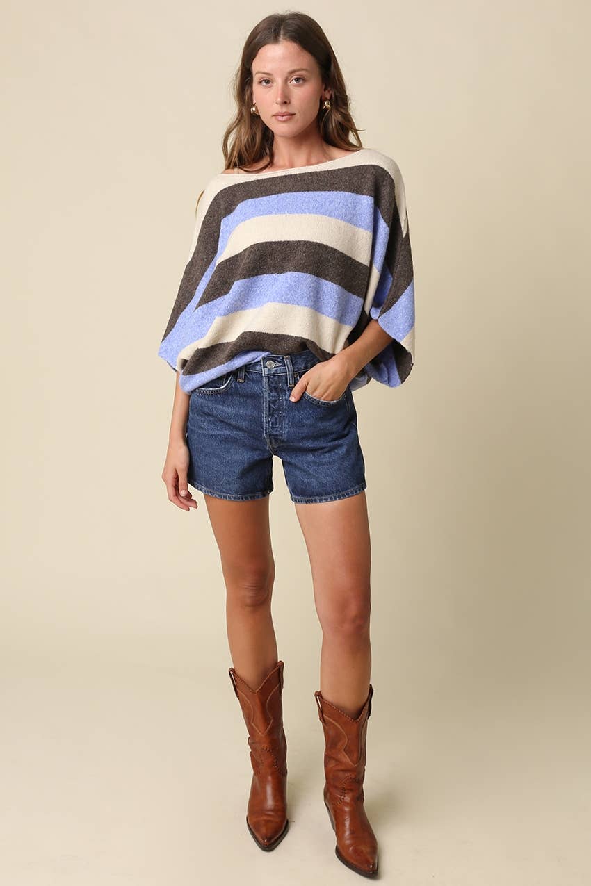 Katie Stripe Dolman Knit Top