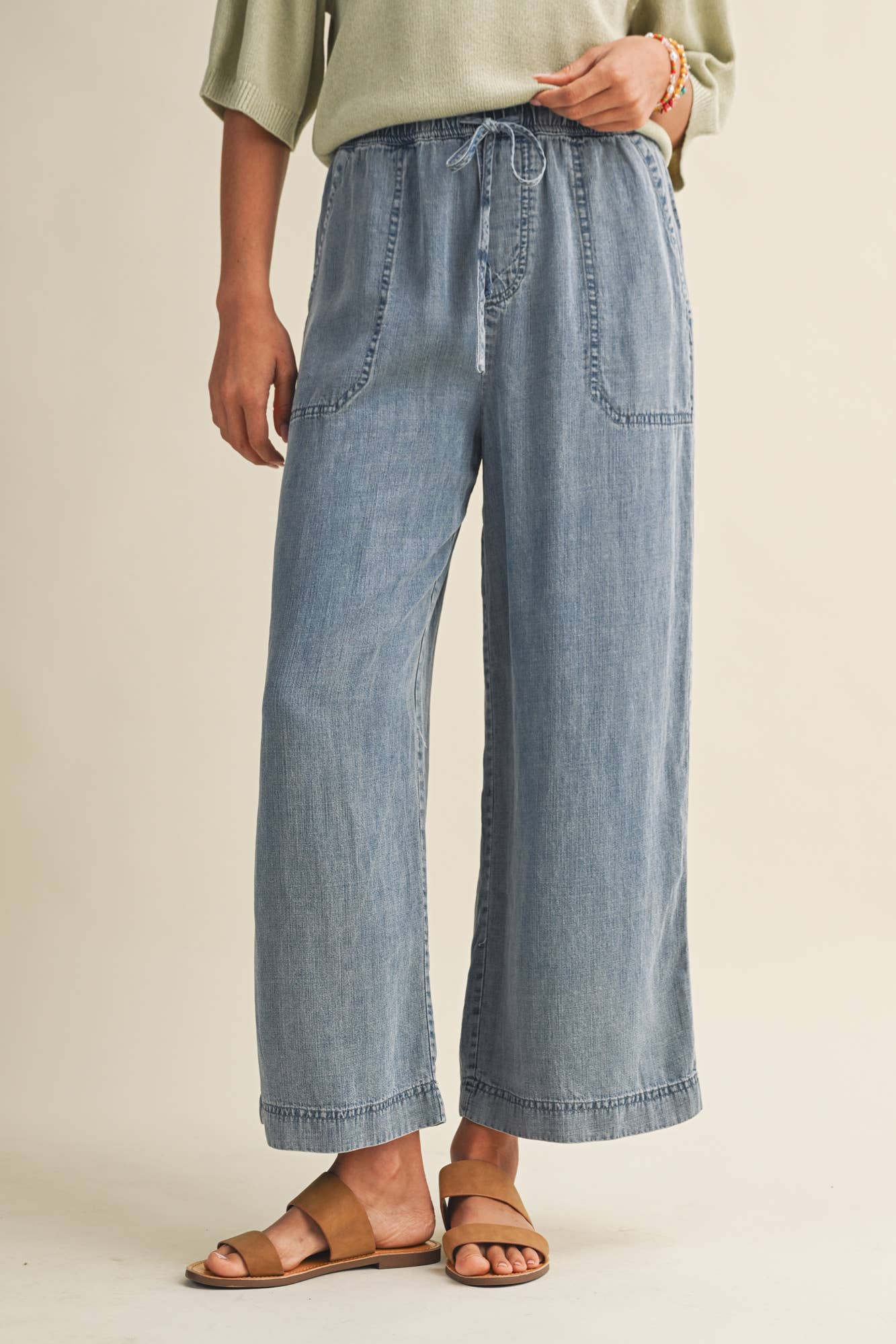 TENCEL CROPPED DENIM PANTS