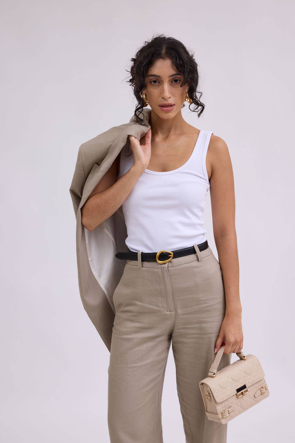 Basic Leather Belt with Asymmetrical Buckle