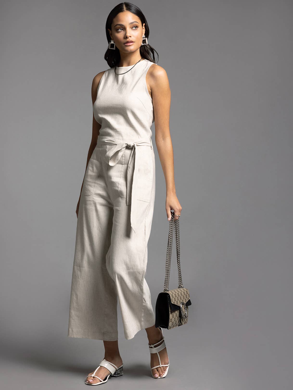 Tie Waist Sleeveless Jumpsuit - UPTOWN JUMPSUIT