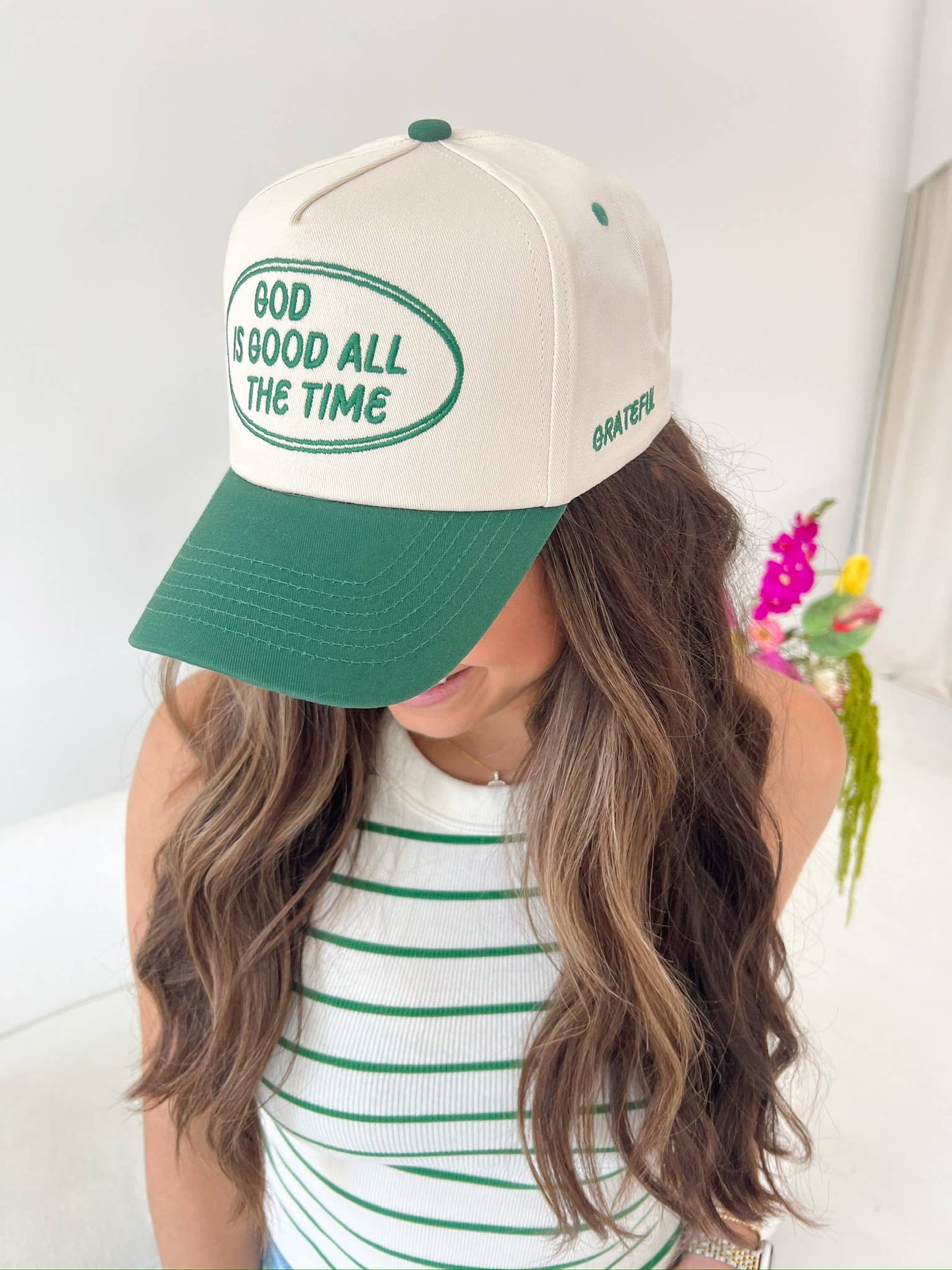 God is Good - Green Vintage Trucker Hat