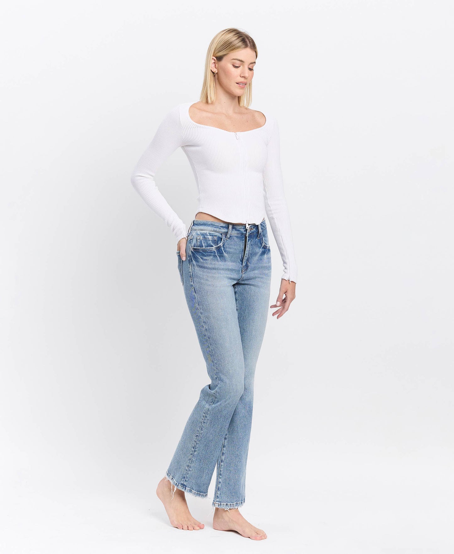 HIGH RISE FULL LENGTH BOOTCUT JEANS  Glamour