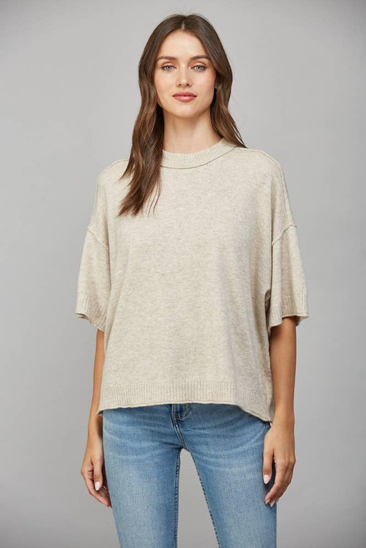 DROP SHOULDER CASHMERE BLEND SWEATER