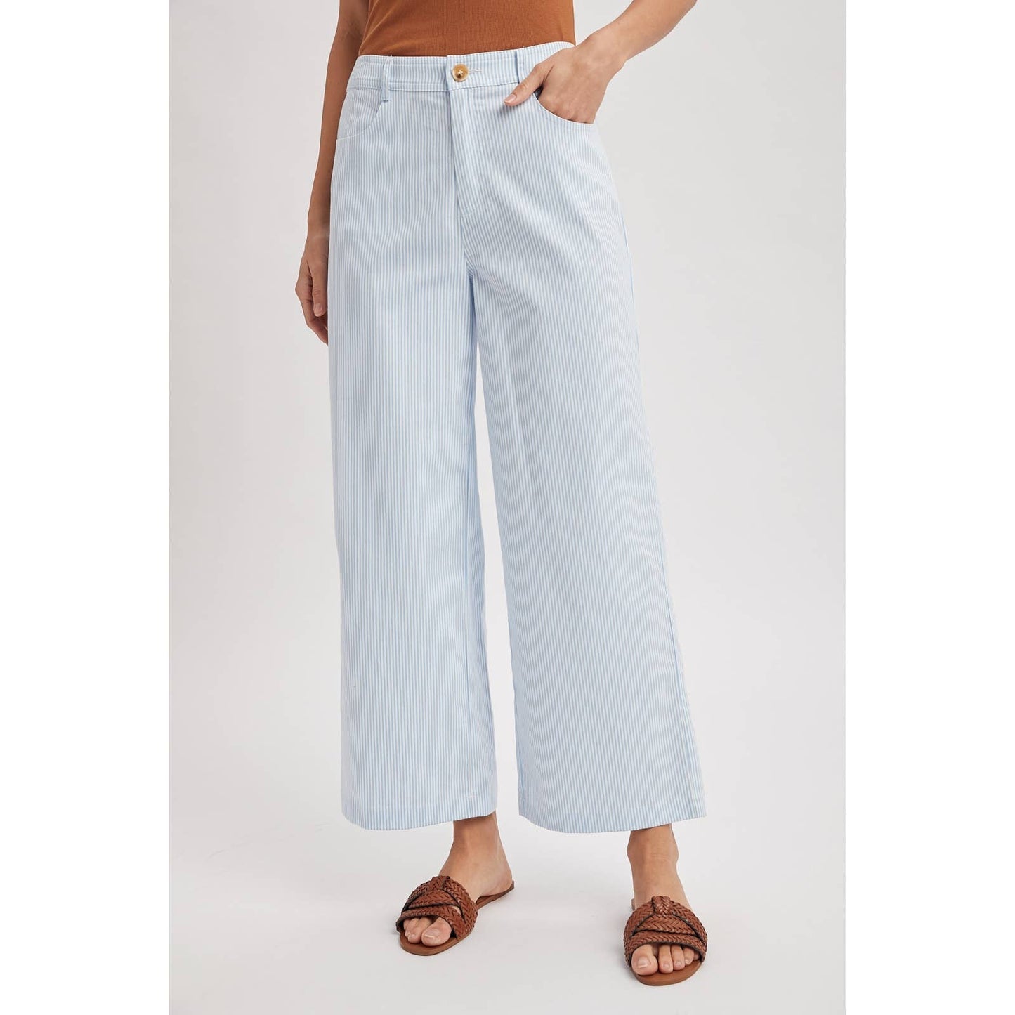 STRIPED WIDE LEG PANTS