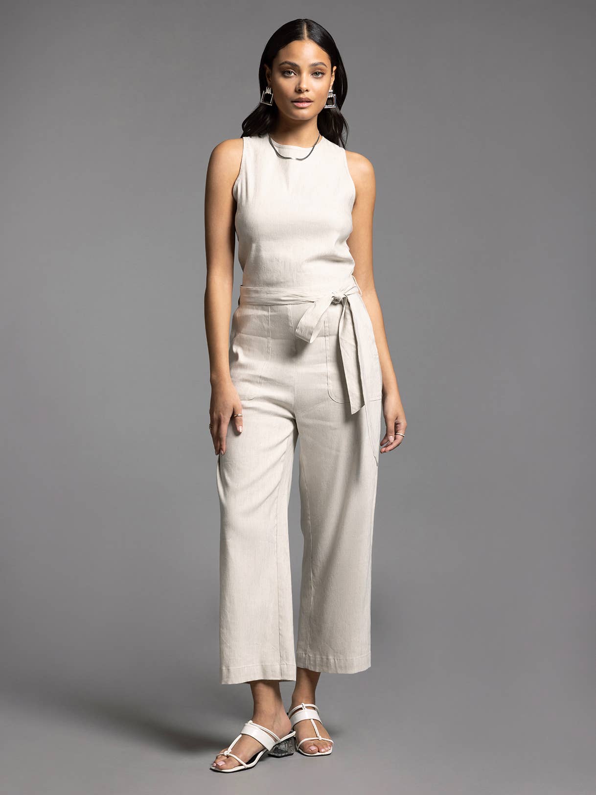 Tie Waist Sleeveless Jumpsuit - UPTOWN JUMPSUIT