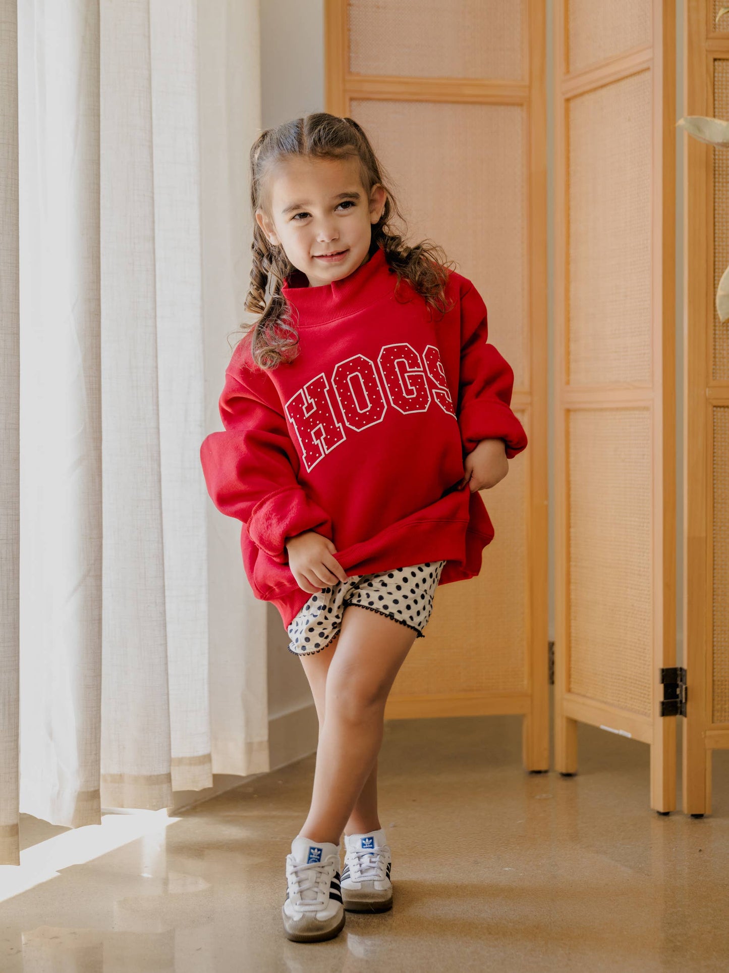 Children's ARK Hogs Polka Dot Puff Mock Neck Sweatshirt