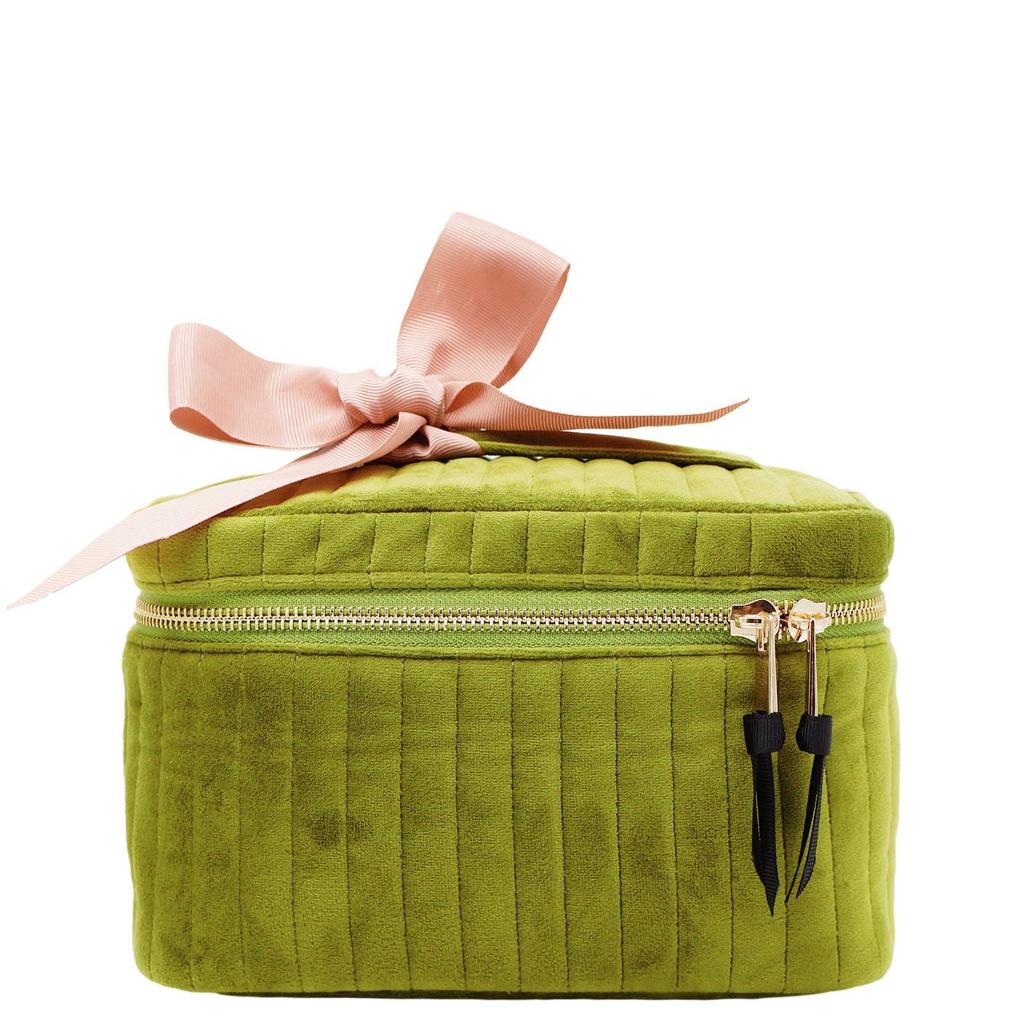 My Makeup Cosmetic Box, Quilted Green Velvet