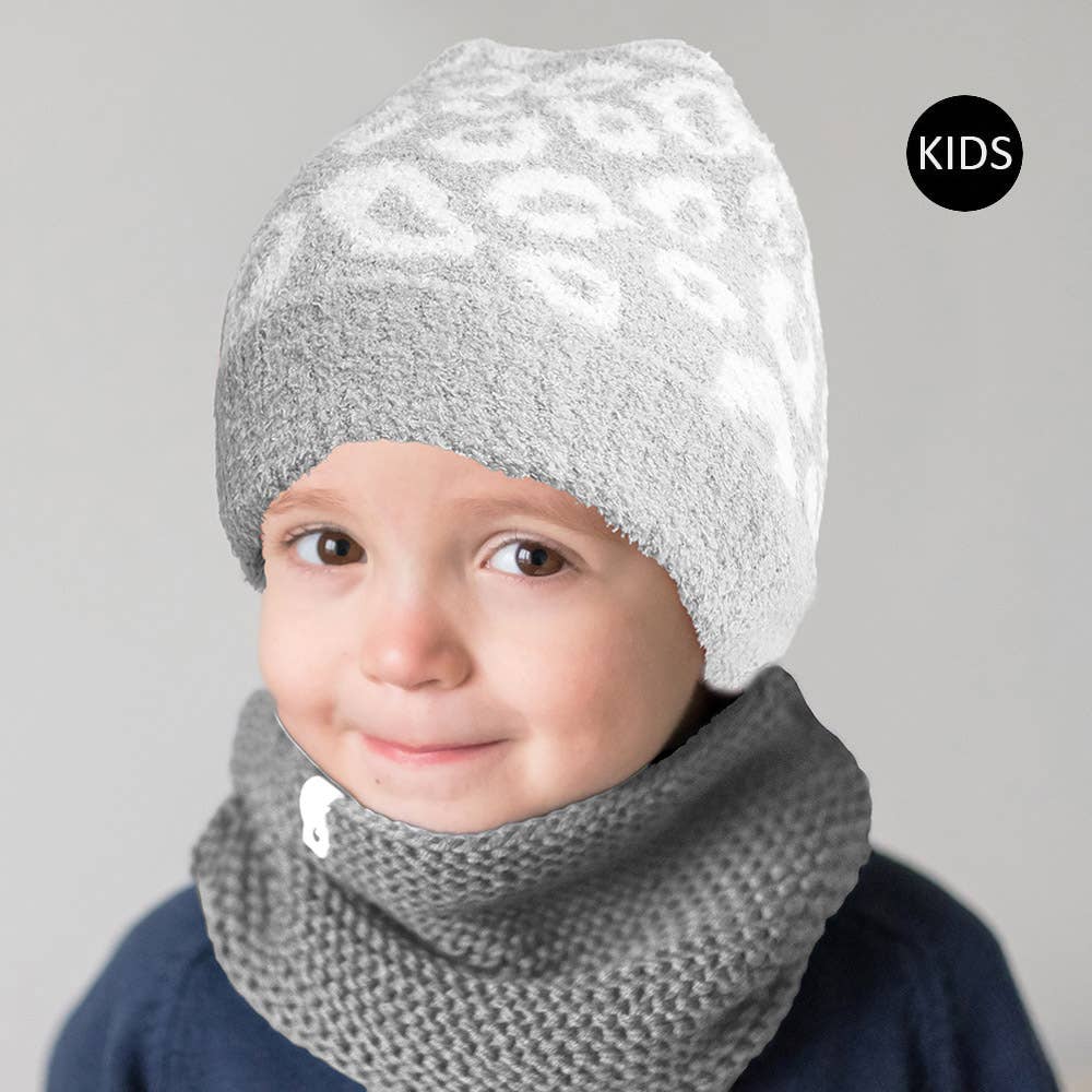 Leopard Patterned Kids Beanie Hat