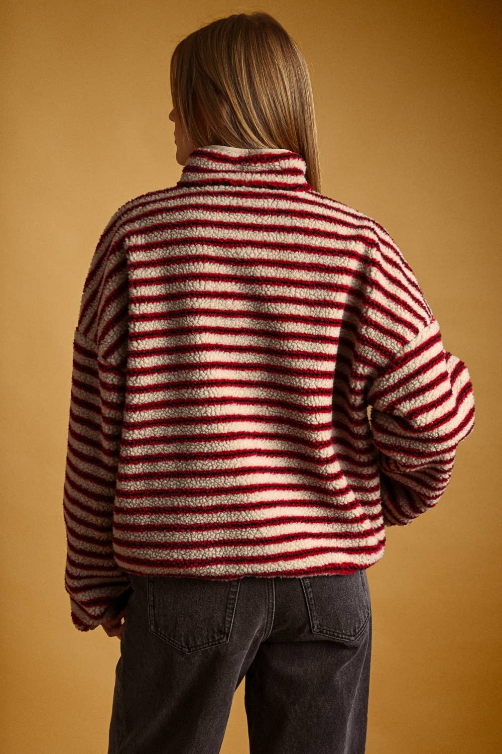 MULTI STRIPE SHERPA HALF ZIP PULLOVER