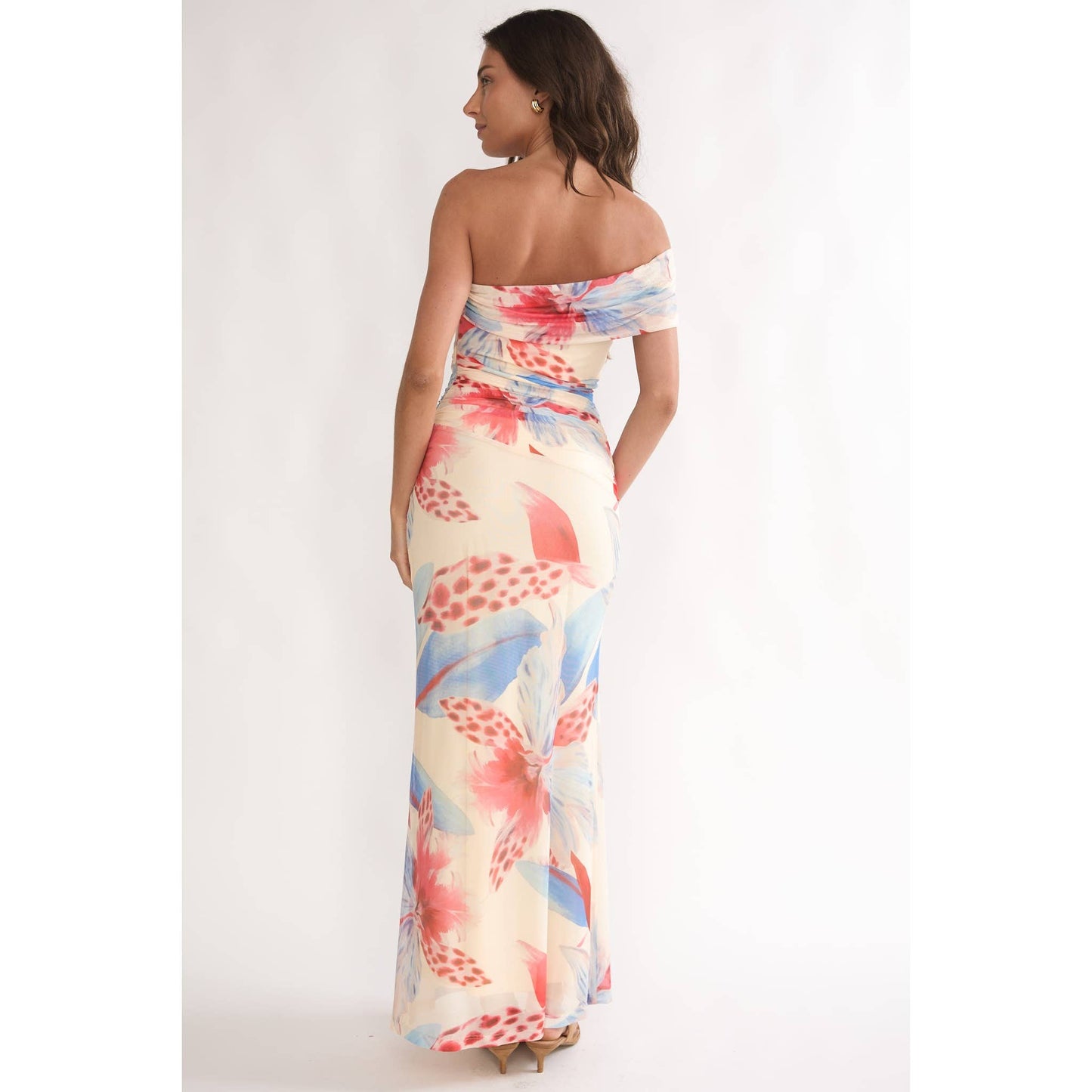 FLORAL OFF SHOULDER MAXI DRESS