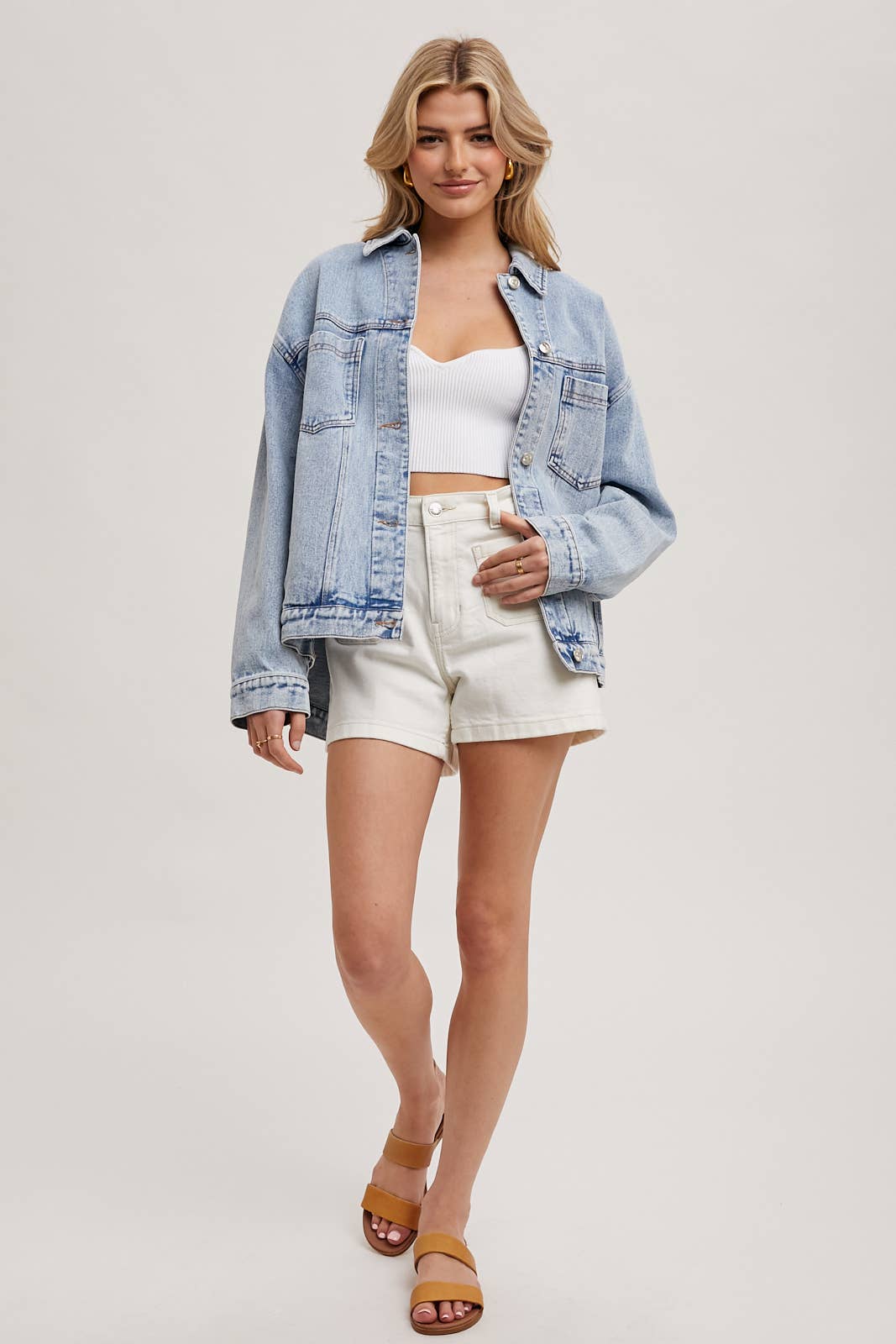 DENIM BUTTON DOWN OVERSIZED JACKET