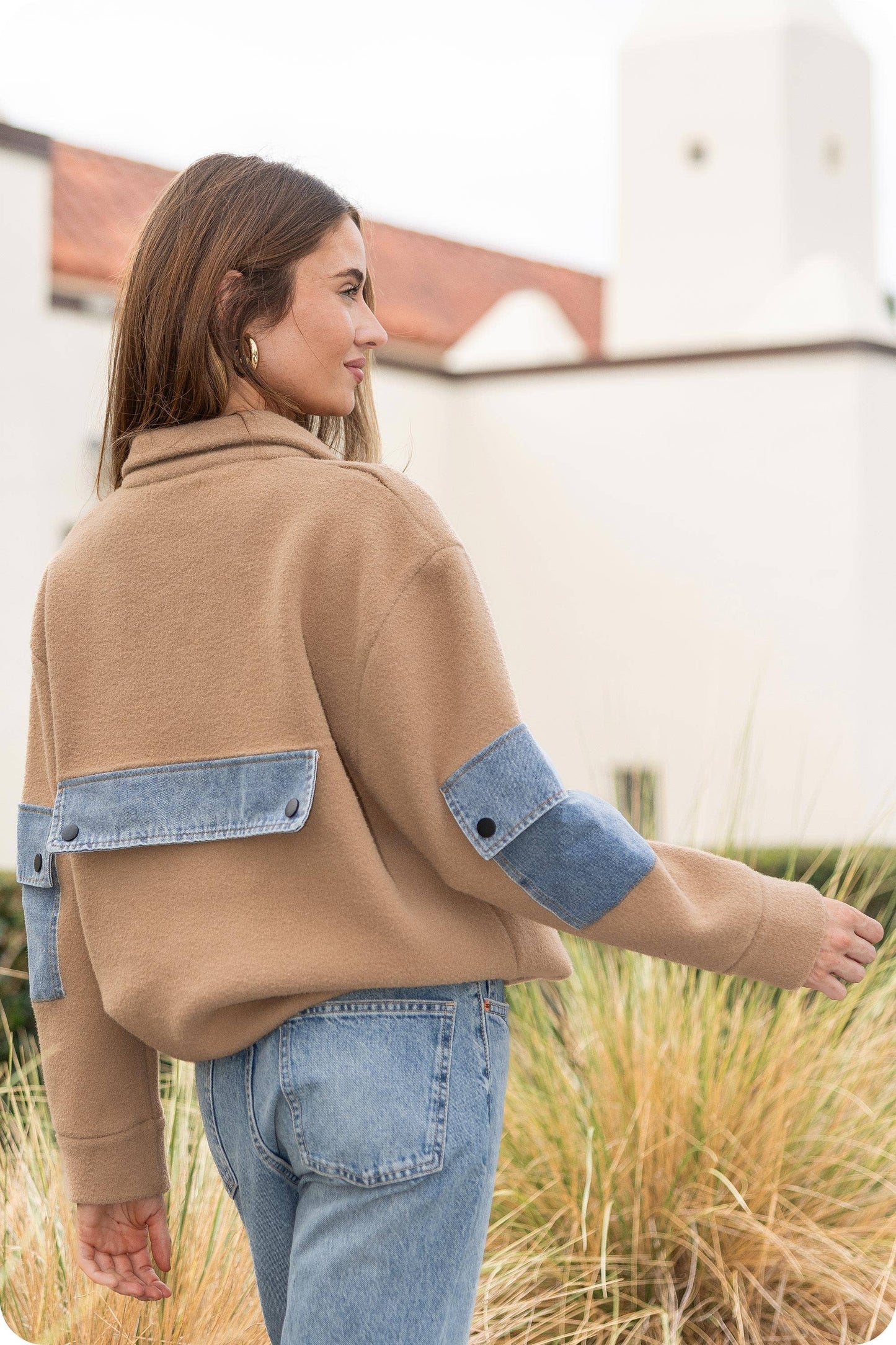 Denim Mixed Media Knit Jacket