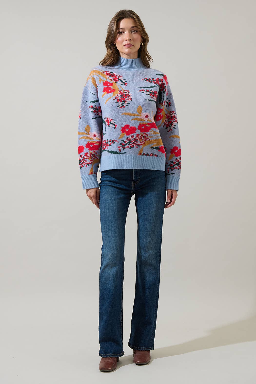 Fifi Floral Mock Neck Sweater