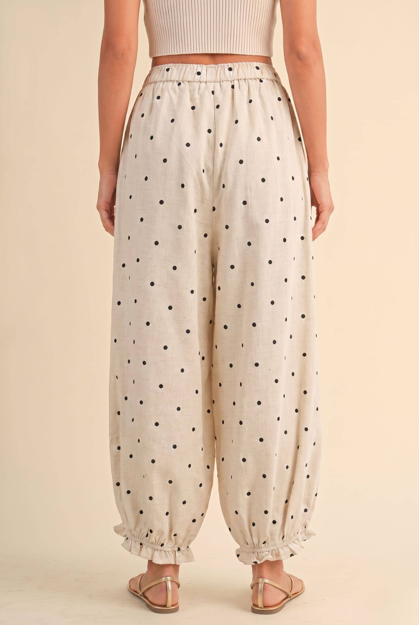 ELASTIC WAIST POLKA DOT PANTS