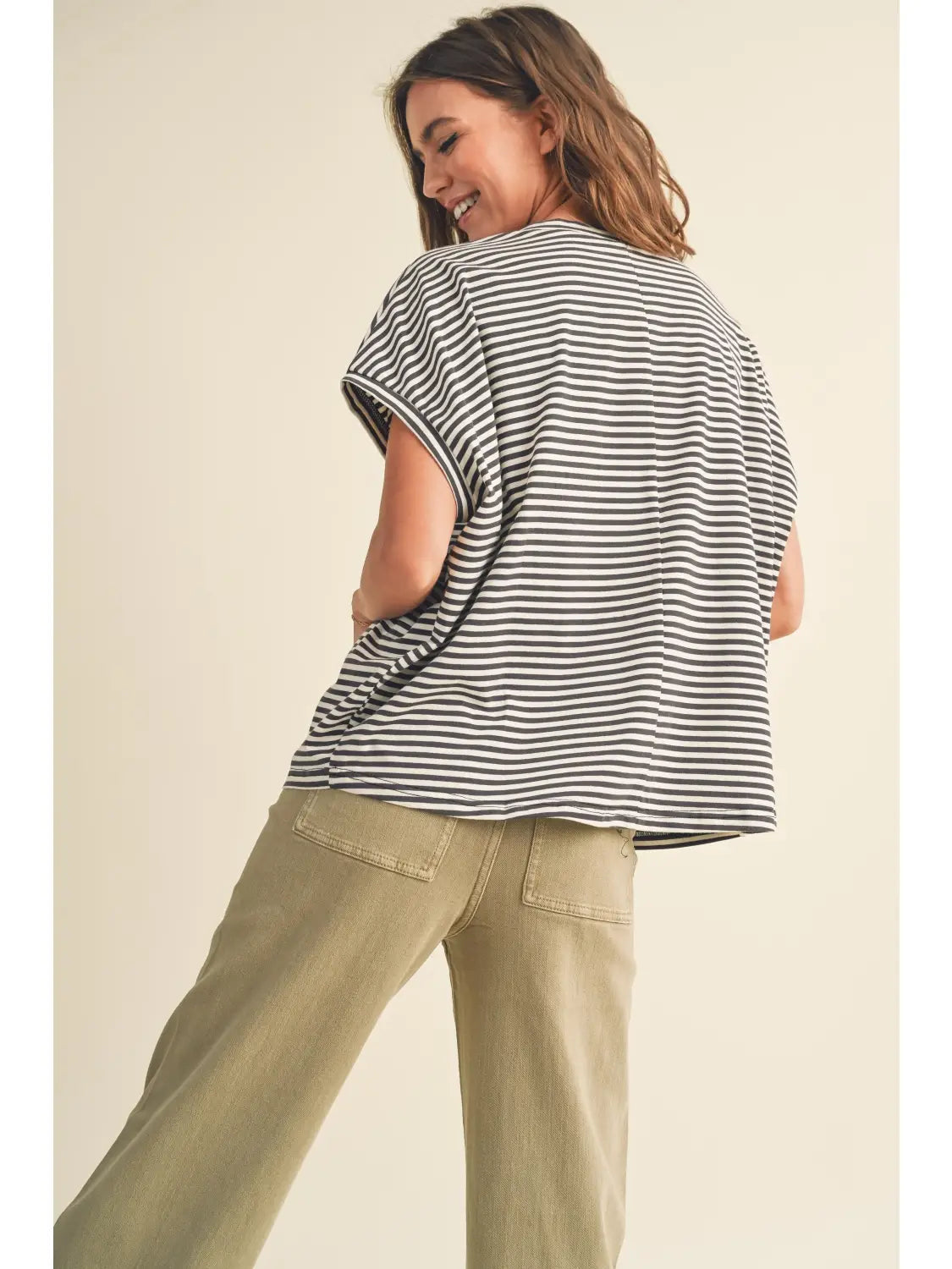 grey striped s/s top