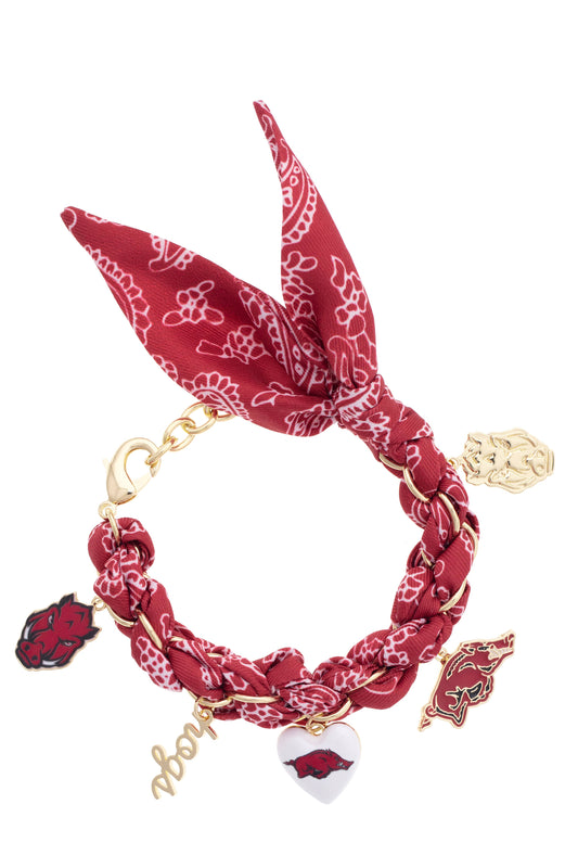 Arkansas Razorbacks Bandana Charm Bracelet