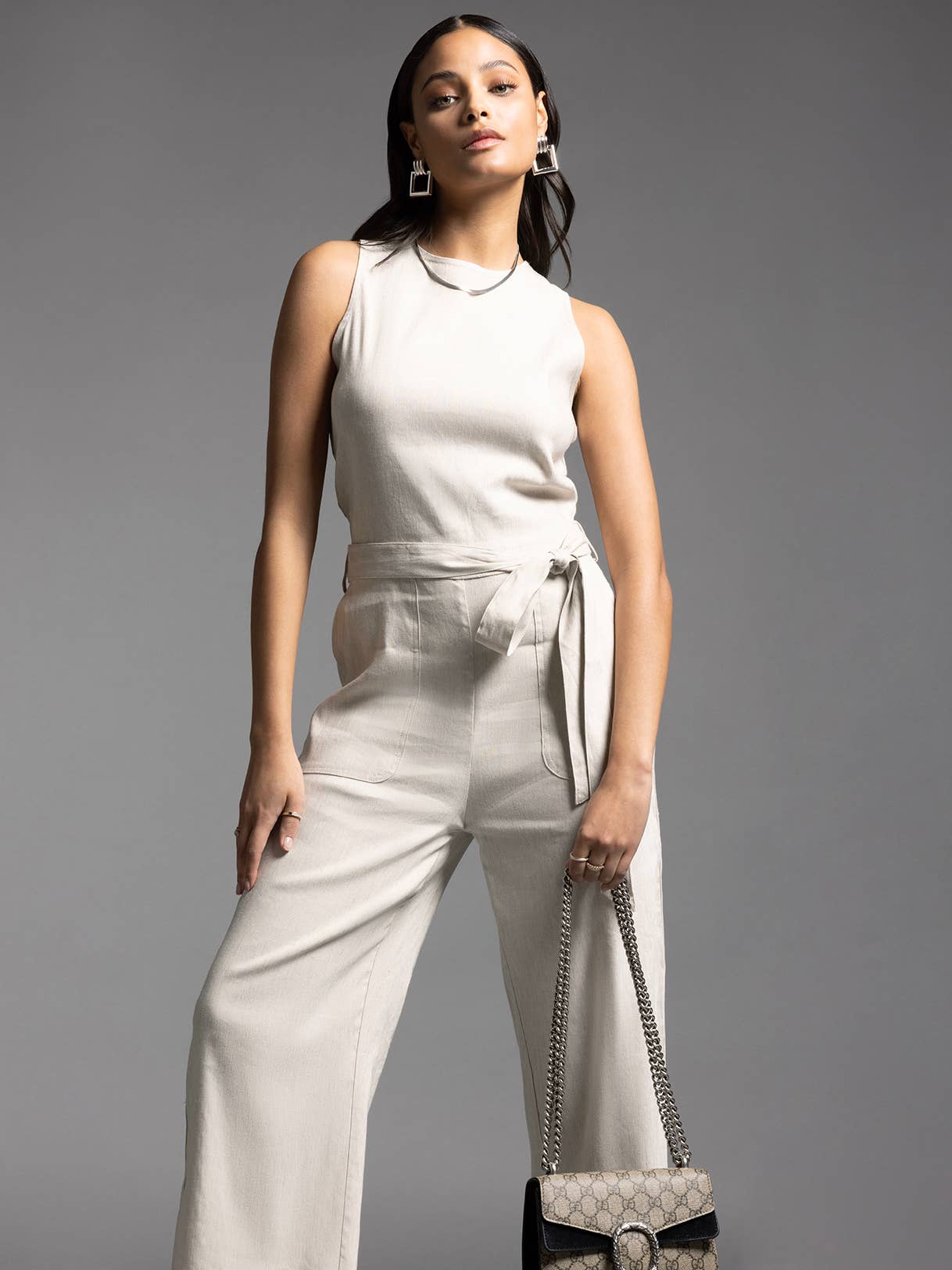Tie Waist Sleeveless Jumpsuit - UPTOWN JUMPSUIT