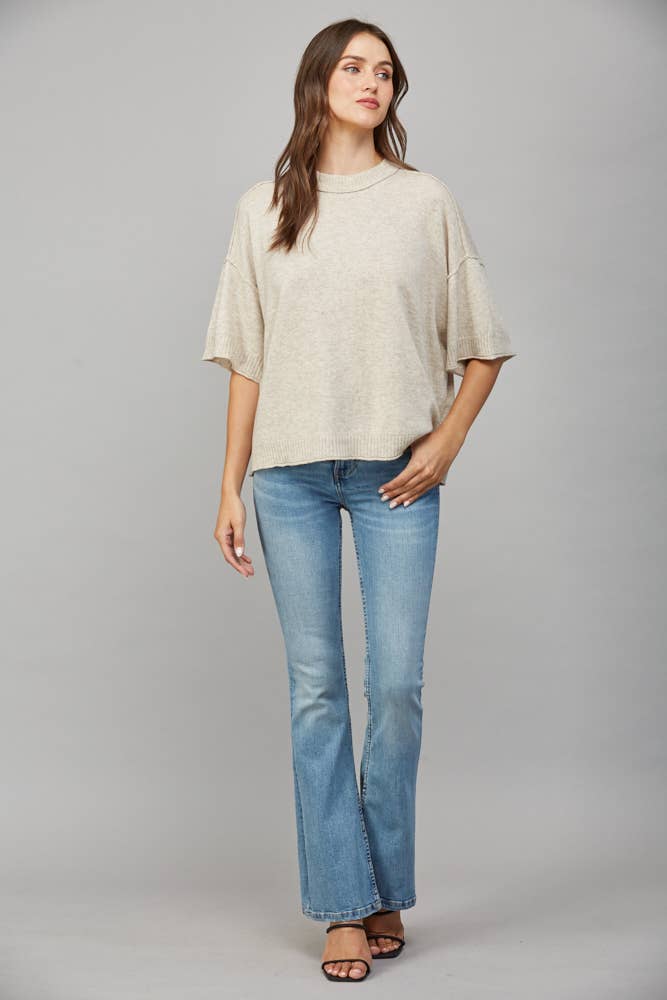 DROP SHOULDER CASHMERE BLEND SWEATER
