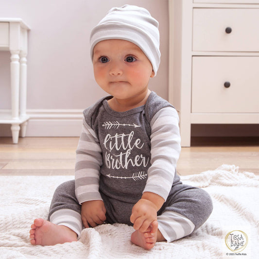 Baby Boy's "Little Brother" Cotton Romper
