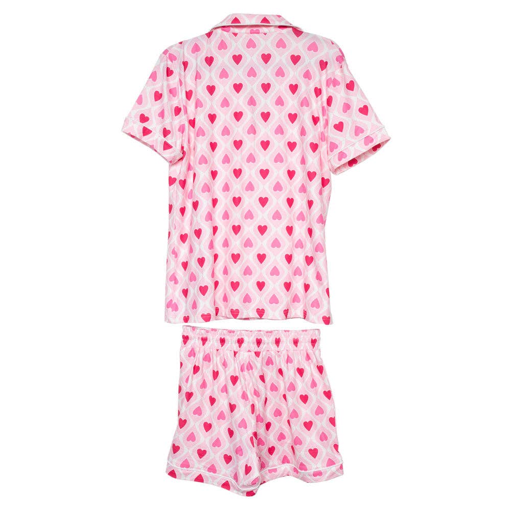 Light and Hot Pink Hearts Valentine's Day PJ Sets Women